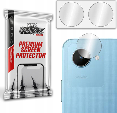 Mbrojtës kamere GrizzGlass për Realme C30s, HybridGlass, 2 copa, transparent