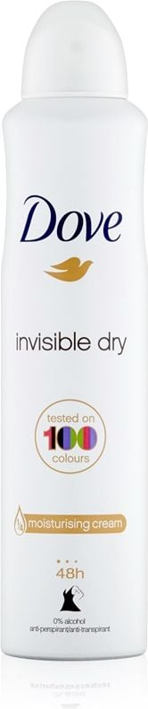 Дезодоранс спреј Dove Invisible Dry, 250ml, антиперспирант, бел