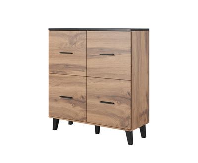 Kredencë Cama LOTTA 110 4D, 118 cm, lis wotan, e zezë mat