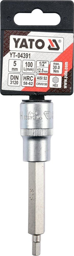 Bite çelësi imbus Yato YT-04391, 1/2", H5, 100mm, argjendtë