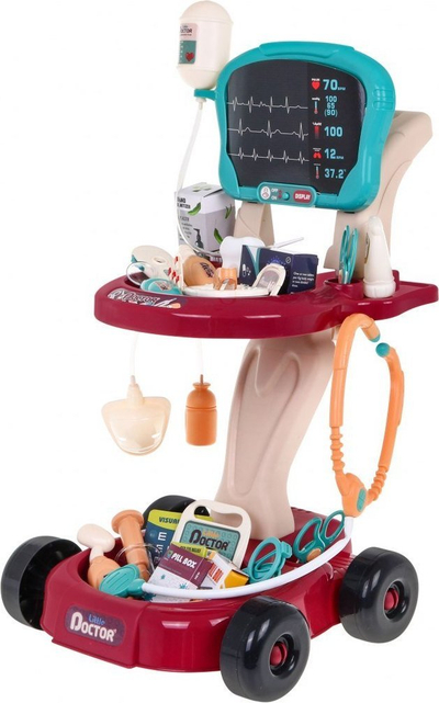 Set doktori lojë Little Doctor, karrocë mjeku, panel X-ray me dritë, 29 pjesë, shumëngjyrëshe