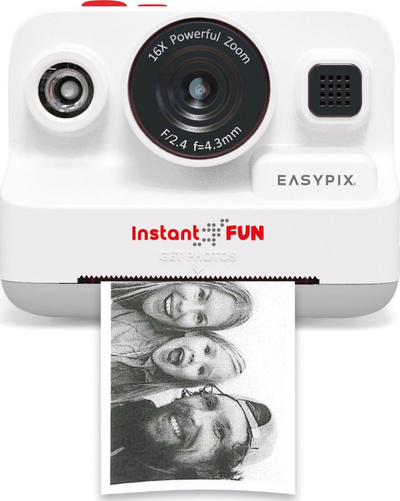 Kamerë instant Easypix InstantFUN, printim bardh e zi, bateri 2000mAh, e bardhë