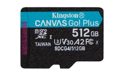 Kartë microSD Kingston Canvas Go Plus, 512GB, CL10 UHS I, e zezë