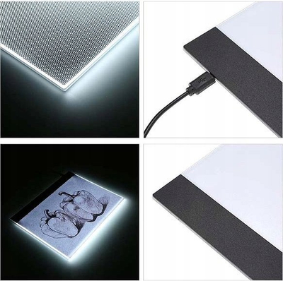Tabelë LED për vizatim A4, me dritë që rregullohet, USB, e zezë