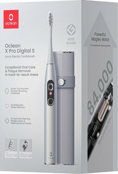 Furç dhëmbësh elektrike Oclean X Pro Digital, sonike, me koka ndërruese, argjendtë