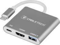 Adapter USB C Cabletech, HDMI 2.0, USB 3.0, gri metalik