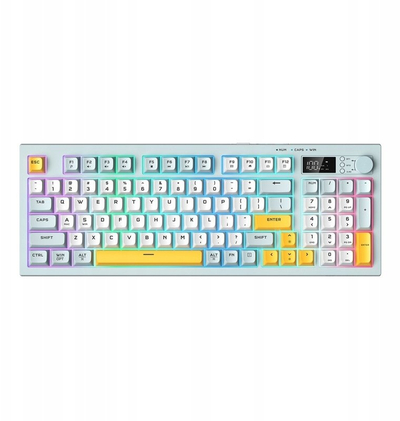 Tastierë wireless Onikuma OK‑96, 3 modalitete lidhjeje, ndriçim RGB, krem shumëngjyrësh