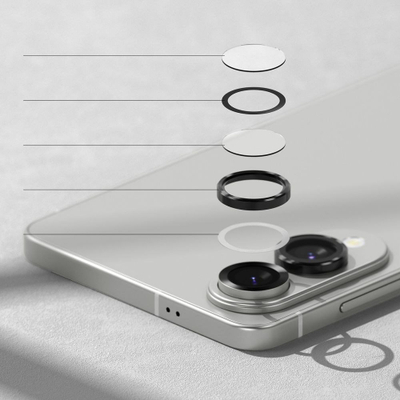 Заштита за рамка на камера Ringke Camera Frame Protector Galaxy S25 Edge, сет 2 парчиња, алуминиум и стакло, црна
