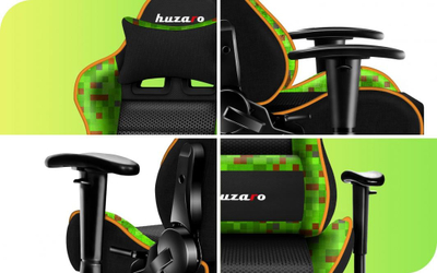 Karrige gaming HZ-Ranger 6.0 Pixel Mesh, për fëmijë, me jastëk lumbal, e zezë e gjelbër