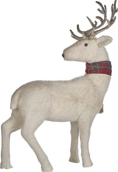 Figurinë dekorative MUSTOLA dre, 51 cm, për Krishtlindje, e bardhë