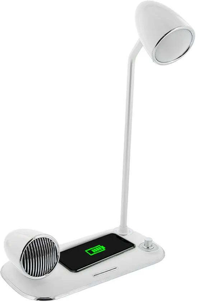 Lampë tavoline Tellur Nostalgia, karikues wireless 15W, altoparlant Bluetooth 5W, e bardhë