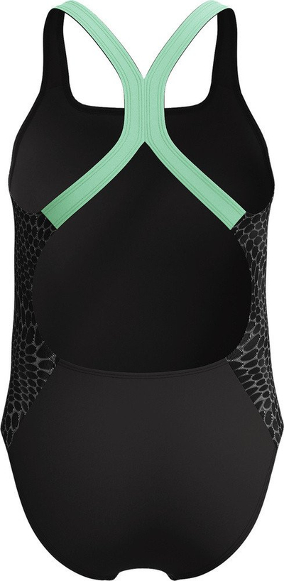 Kostum noti Speedo Girls Allover Powerback, për goca, i zi me jeshile