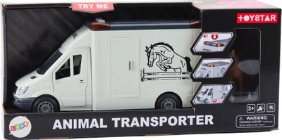 Kamion lodër LeanToys Horse Transporter, dritë dhe zë, i bardhë