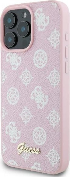 Mbrojtëse telefoni Guess Peony Script MagSafe, për iPhone 16 Pro 6.3", hardcase, rozë