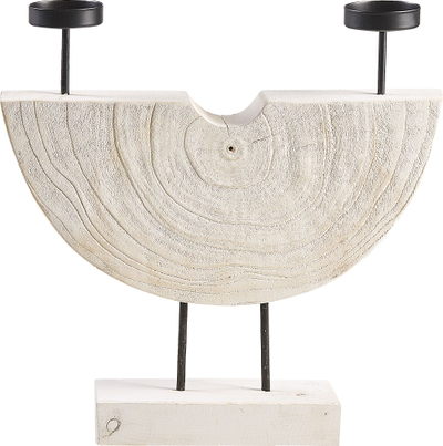 Mbajtës qirinjsh APANGO Wood, 2 vende, dru për zbukurim, i bardhë