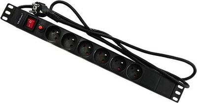 Kabllo vazhduese elektrike Qoltec (53995), 19'', 16A, 1U, PDU, 6xSCHUKO, 2m