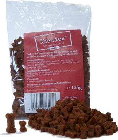 Shpërblime për qen Chewies Salmon Bones Mini, 125g, me salmon
