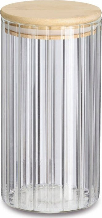 Kavanoz qelqi Zeller Present Rillen, 850 ml, kapak bambuje, transparent