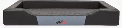 Shtrat për qen Hobbydog Deluxe, XXL, eko lëkurë dhe codura, zi me grafit