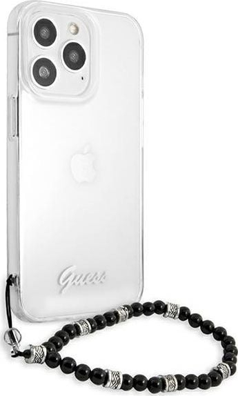 Mbulesë telefoni Guess GUHCP13XKPSBK, për iPhone 13 Pro Max 6.7", hardcase transparente, Black Pearl