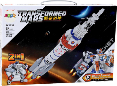 Set kubesh LEAN Transformed Mars FC1031, 2 në 1 robot – raketë, 357 kube, shumëngjyrësh