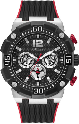 Orë dore për meshkuj Guess Navigator GW0264G1, e zezë/kuqe