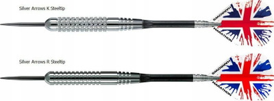 Shigjeta darts Harrows Silver Arrows Steeltip, profesionale, me majë çeliku, ngjyrë argjendi