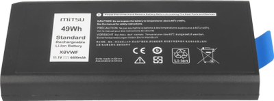 Батерија за лаптоп Mitsu X8VWF за Dell Latitude Rugged 5404 5414 7404 7414, 4400 mAh, 49 Wh, црна
