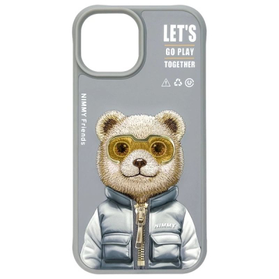 Mbrojtëse telefoni Philips Nimmy Cool&Cute Bear për iPhone 15 6.1", gri