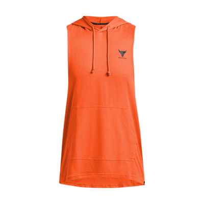 Спортска маица Under Armour Payoff Muscle, без ракави, со капуља, портокалова