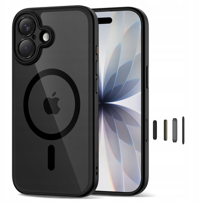 Mbrojtëse telefoni Tech-Protect MagPeak MagSafe CC, për iPhone 17, transparente me të zeza