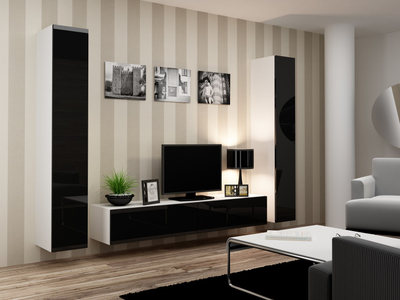 Komo TV Bed VIGO180, 180cm, MDF, e bardhë e zezë