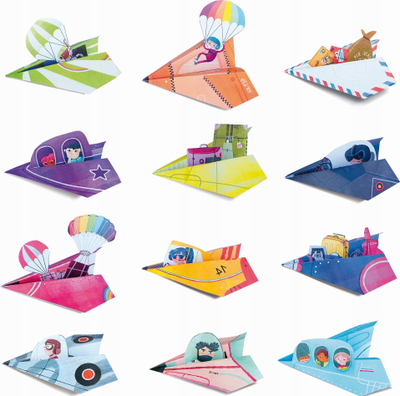 Set origami për kalamaj Ludattica Easy Origami Airplanes, 12 aeroplanë, 5-10 vjeç, shumëngjyrësh