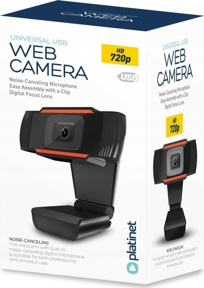 Kamerë web Platinet USB Webcam, HD 720p, mikrofon me ulje zhurme, e zezë