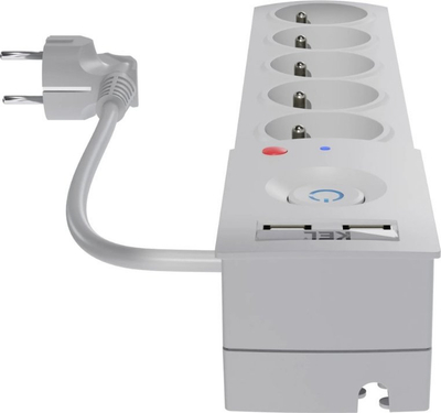 Shtepshtesë elektrike KEL AX5, 5 dalje, 2x USB, 3m, gri