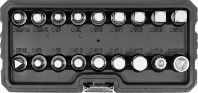 Set çelësa prizë për tapa vaji Yato YT-05991, 18 copa, CrV, shumëforma