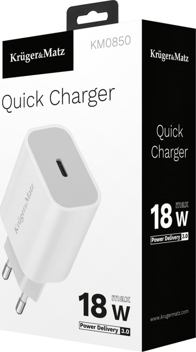 Karikues muri Kruger&amp;Matz KM0850, 1x USB‑C, 18W, i bardhë