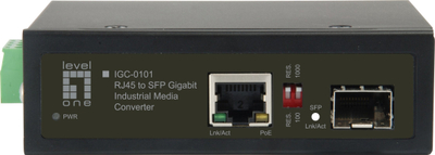 Konvertues rrjeti LevelOne IGC-0101, RJ45 në SFP, Gigabit PoE, i zi