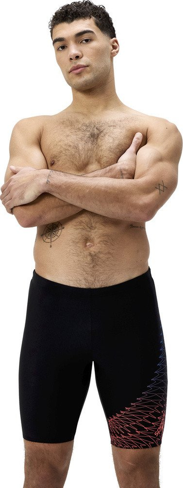 Rroba banje Speedo Medley Logo Jammer, për meshkuj, i zi me portokalli