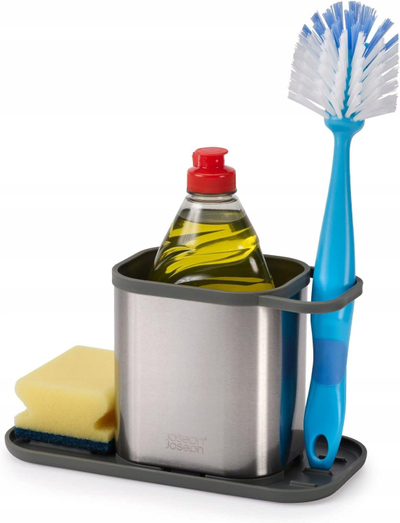 Организатор за мијалник Joseph Joseph Duo Steel Sink Tidy, инокс челик, компактен, сив