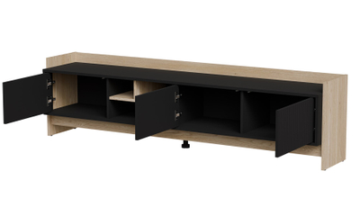 Komodinë TV Cama Meble Porto, 3 dyer, 1 raft, 190x38x50cm, bezhë e zezë