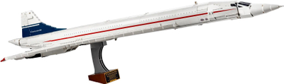 Set ndërtimi LEGO Icons Concorde 10318, model avioni ekspozimi, i bardhë