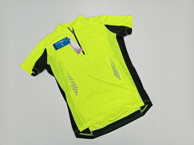 Bluzë çiklizmi YKK Cycling me zinxhir, material teknik, verdhë neoni me të zezë