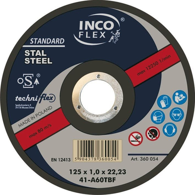 Диск за сечење челик Inco Flex Standard 41 A60TBF, 125x1.0x22.23 mm, за брусилка, повеќебоен