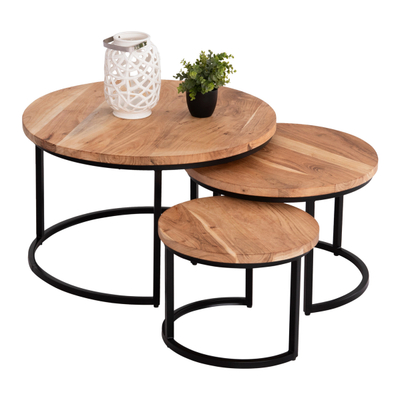 Set tavolina ngrehëse Obi Φ77,5x47,5Hcm (HM9255.21), zezë