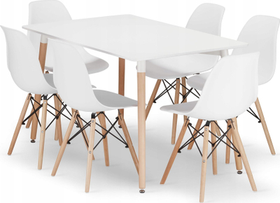 Set tavoline drejtkëndore Adria, 120x80 cm, 6 karrige Osaka, e bardhë