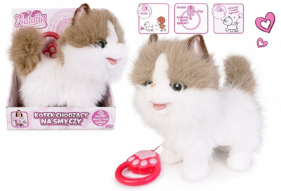 Lodër mace Artyk White and ginger cat walking on a leash, 30cm, për fëmijë 3+