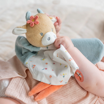 Mbajtse per meme Doudou Cow Mila- 30x30 cm - Dusty Blue