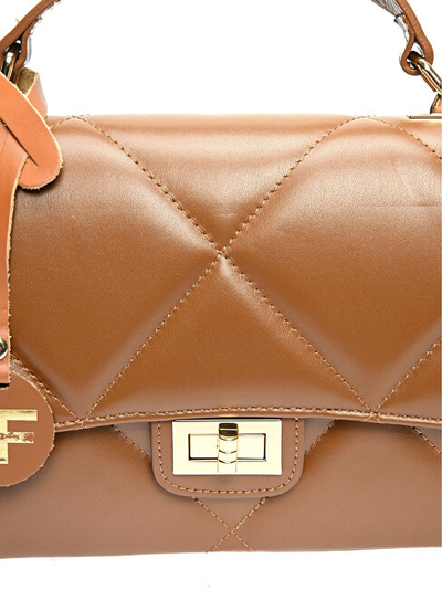 Çantë crossbody lëkure Carla Ferreri për femra, mesatare, e zezë