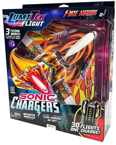 Avion lodër LumiTek Flight Sonic Chargers, me LED, i karikueshëm, shumëngjyrësh
